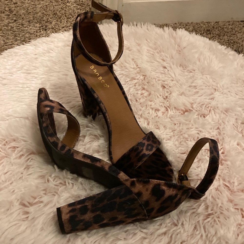 Cheetah heeled sandals